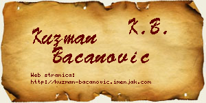 Kuzman Bacanović vizit kartica